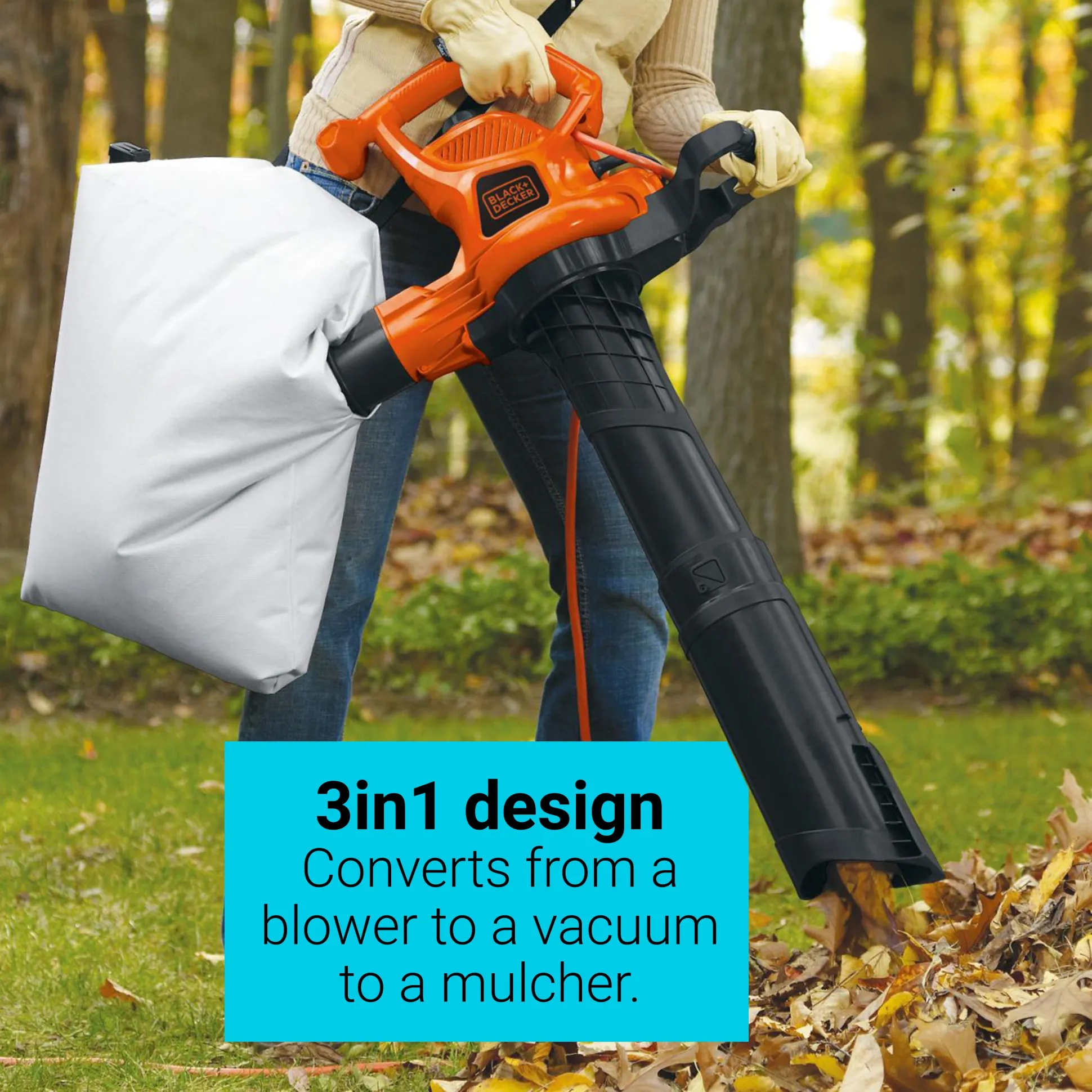 12 Amp 3 in 1 Electric Blower + Vacuum + Mulcher