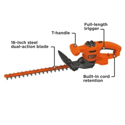 3.0 Amp 16 In. Electric compact Hedge Trimmer