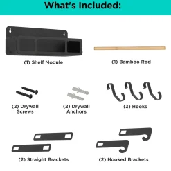 Black Hanging / Magnetic Rack System-Shelf W/Brackets