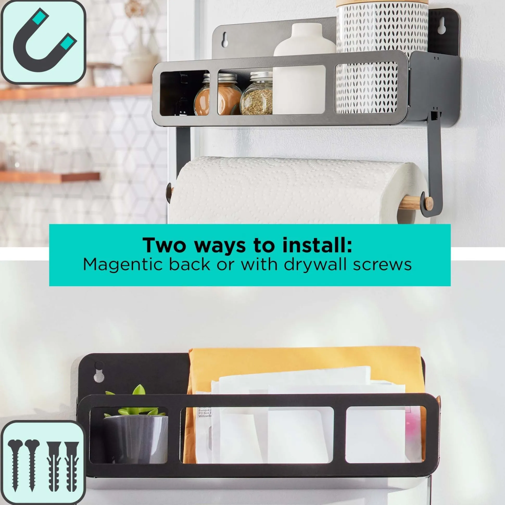 Black Hanging / Magnetic Rack System-Shelf W/Brackets