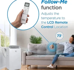 10,000 BTU SACC/CEC (14,000 BTU ASHRAE) Portable Air Conditioner with FOLLOW ME Remote Control