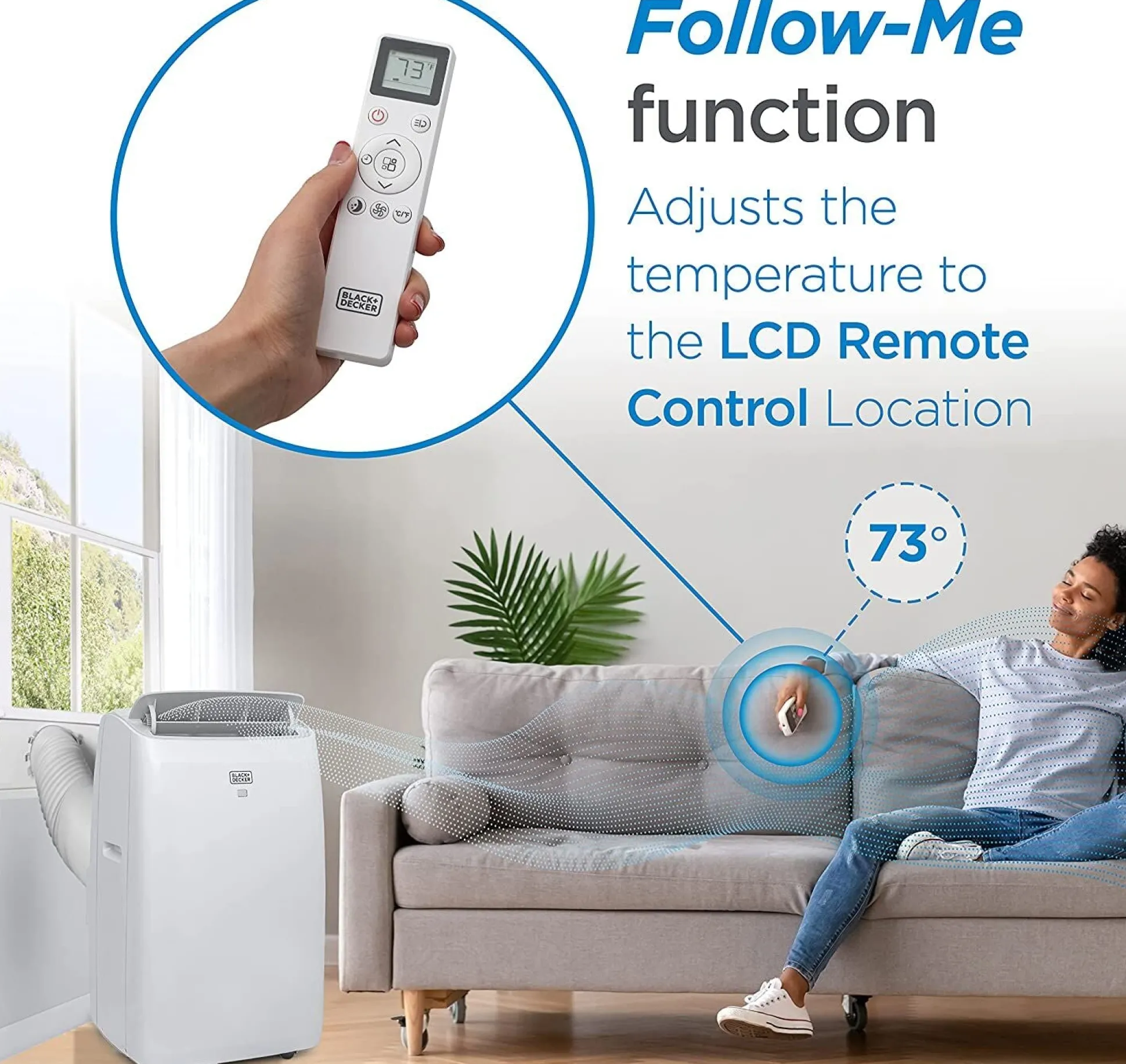 10,000 BTU SACC/CEC (14,000 BTU ASHRAE) Portable Air Conditioner with FOLLOW ME Remote Control