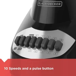 Countertop Blender with 5-Cup Glass Jar, 10-Speed Settings, Black