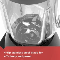 Countertop Blender with 5-Cup Glass Jar, 10-Speed Settings, Black