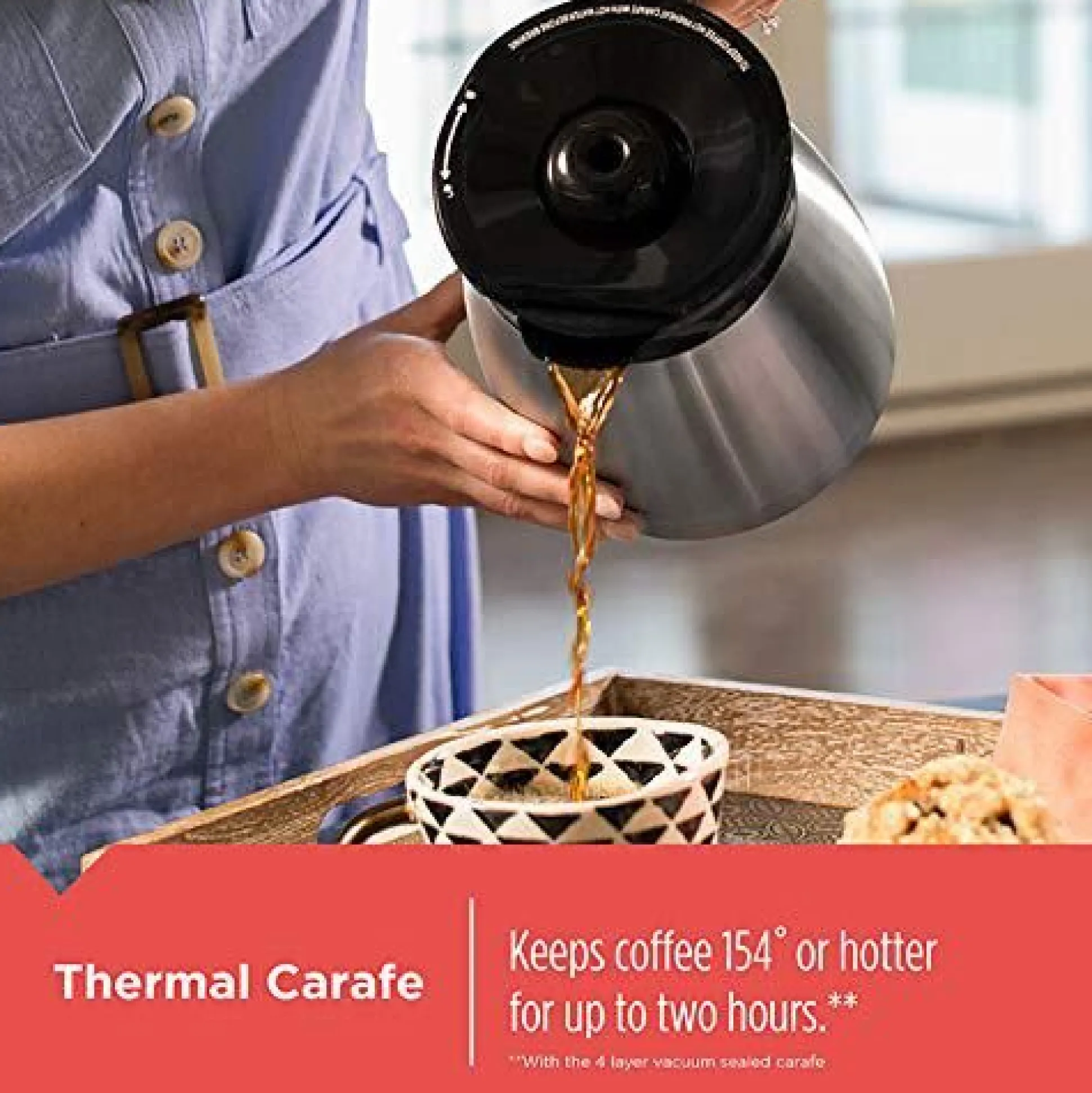 12-Cup Thermal Programmable Coffee maker, Brew Strength Selector, Black and Silver