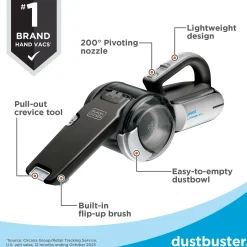 dustbuster® PIVOT VAC™ Cordless Handheld Vacuum, Extendible Crevice Tool, Pivot Nozzle, Strong Suction
