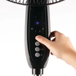 16 in. Dual-Blade Stand Fan with Remote (Black)