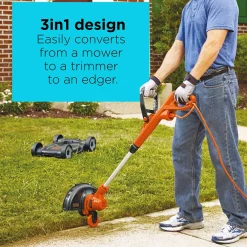 3-in-1 String Trimmer/Edger & Lawn Mower, 6.5-Amp, 12-Inch, Corded