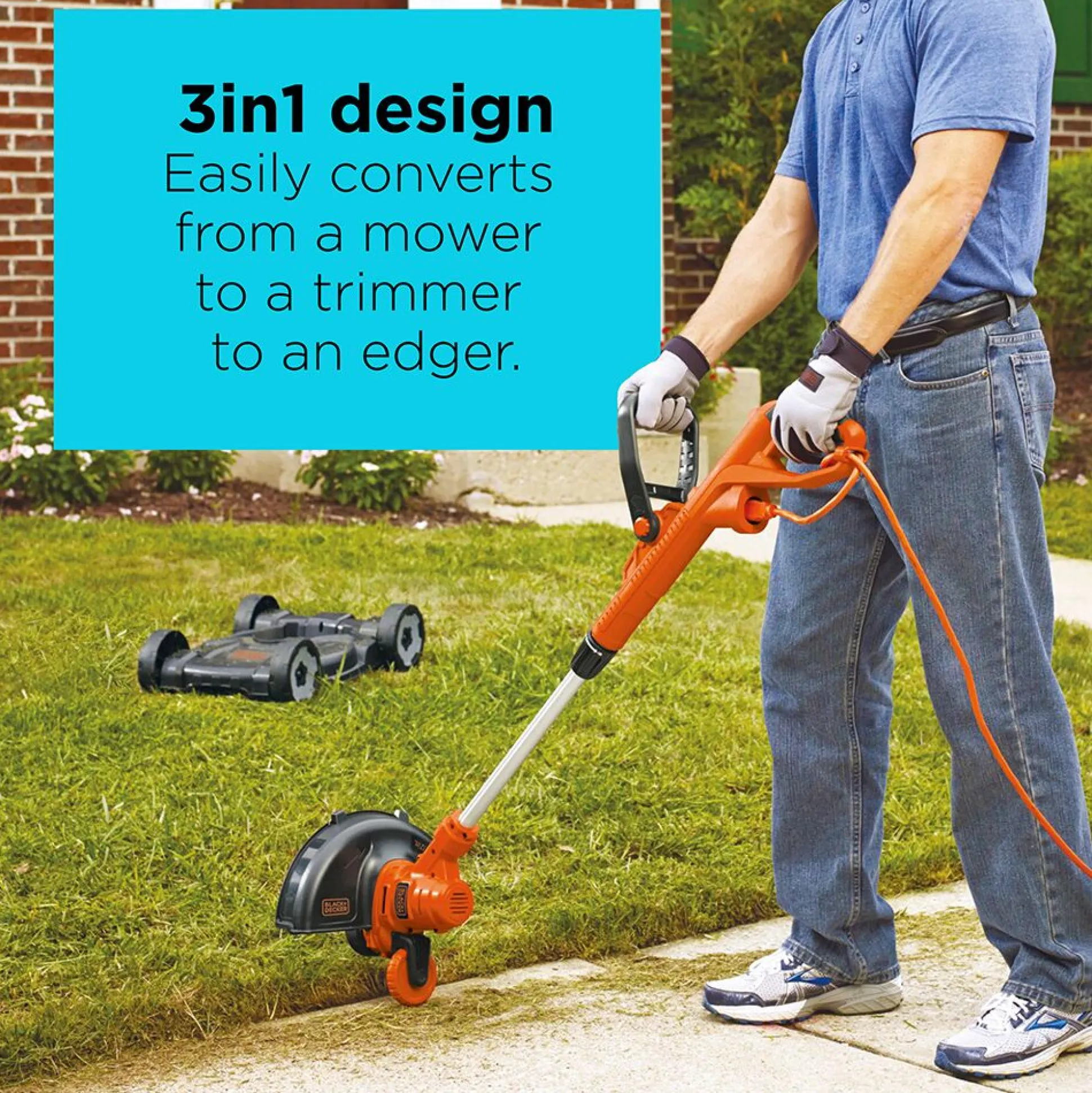 3-in-1 String Trimmer/Edger & Lawn Mower, 6.5-Amp, 12-Inch, Corded