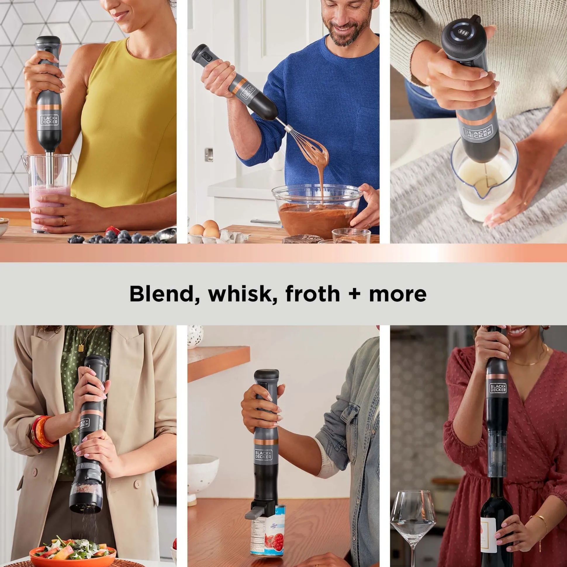 kitchen wand™ Cordless 6 in 1 Immersion Blender & Kitchen Multi-tool, Grey