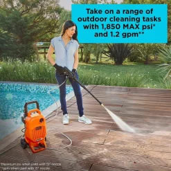 1,850 MAX psi* 1.2 gpm* Electric Cold Water Pressure Washer