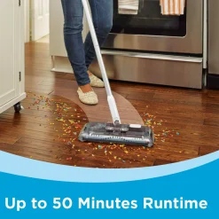 50 Minute Powered Floor Sweeper, Self Standing, Charger Included