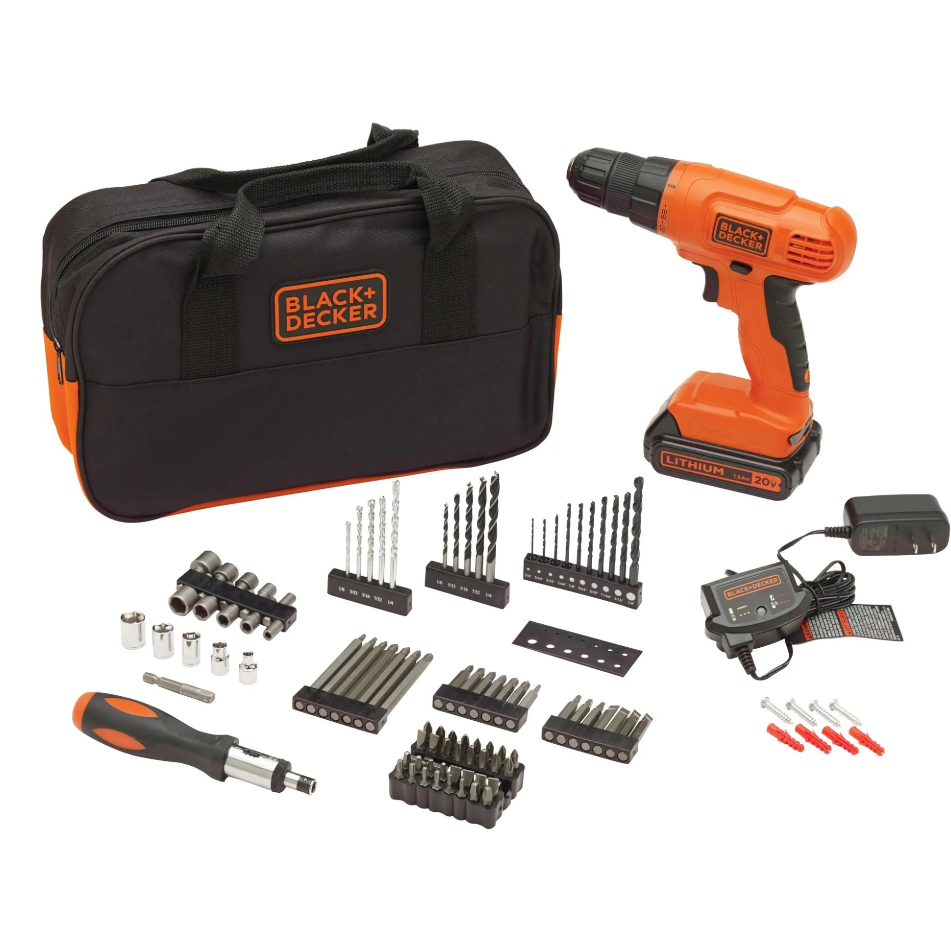 POWERCONNECT™ Cordless Drill Driver & 100-Piece Kit, Battery + Charger