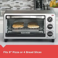 4-Slice Convection Oven; Stainless Steel; Curved Interior fits a 9 inch Pizza