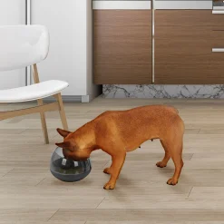 Slow Feeder Rocking Dog Bowl, One Size, Black