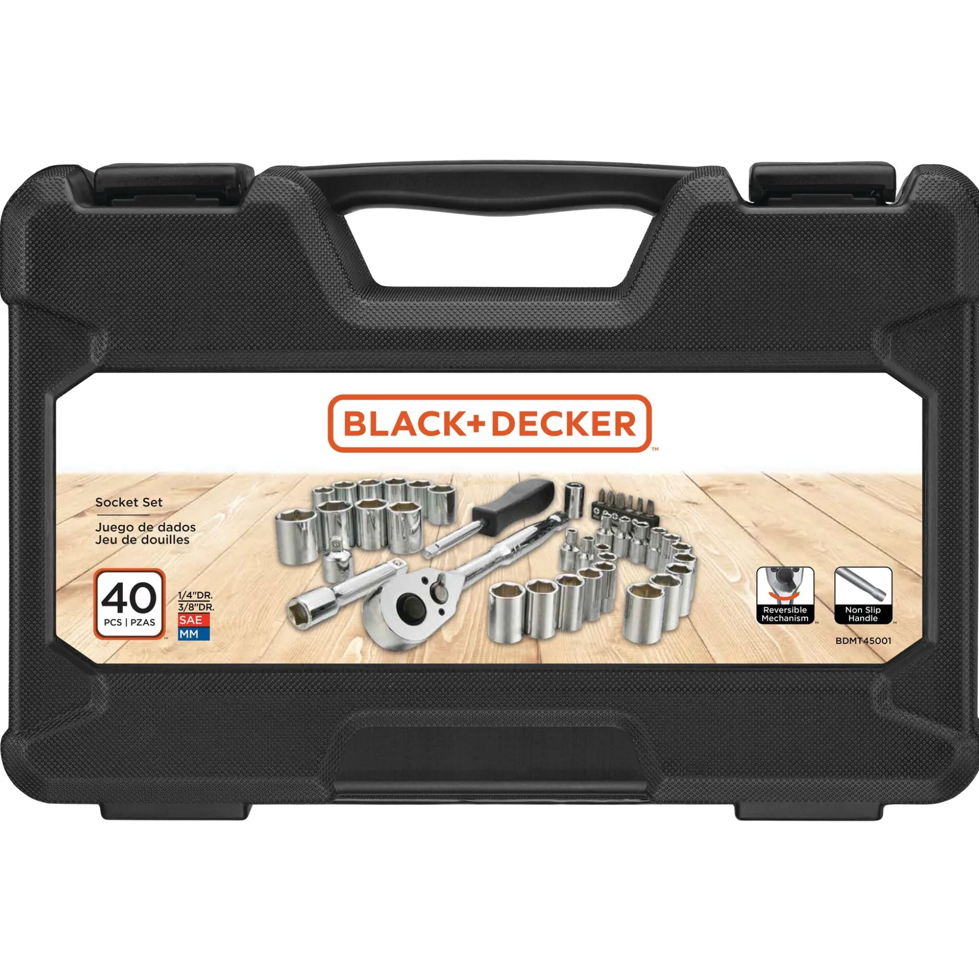 Socket Set, 40-Piece, Chrome, Carrying Case