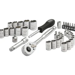 Socket Set, 40-Piece, Chrome, Carrying Case
