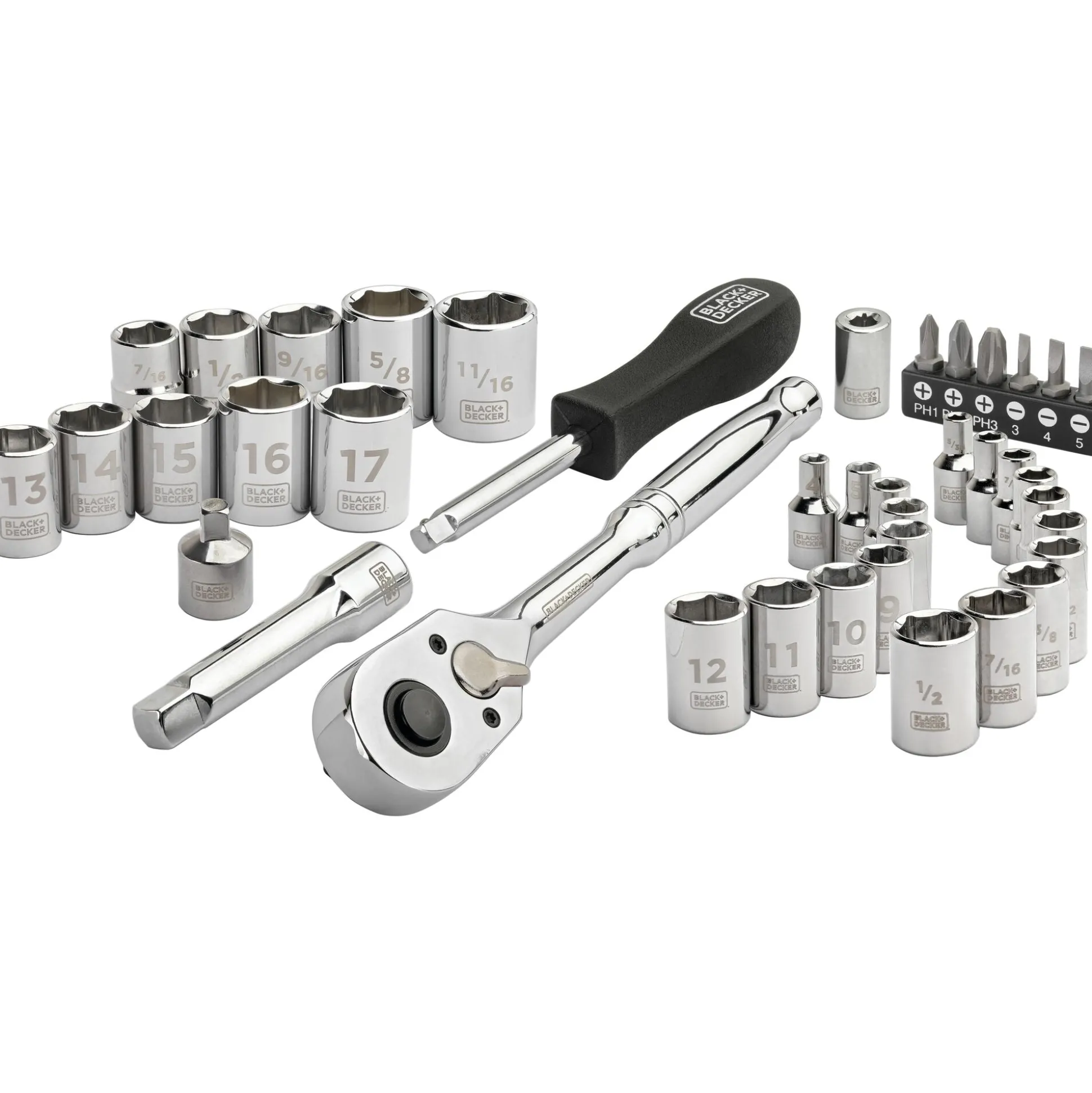 Socket Set, 40-Piece, Chrome, Carrying Case