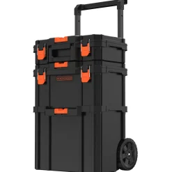 Stackable Storage System 3 Piece Set (Small, Deep Toolbox, and Rolling Tote)