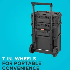 Stackable Storage System 3 Piece Set (Small, Deep Toolbox, and Rolling Tote)