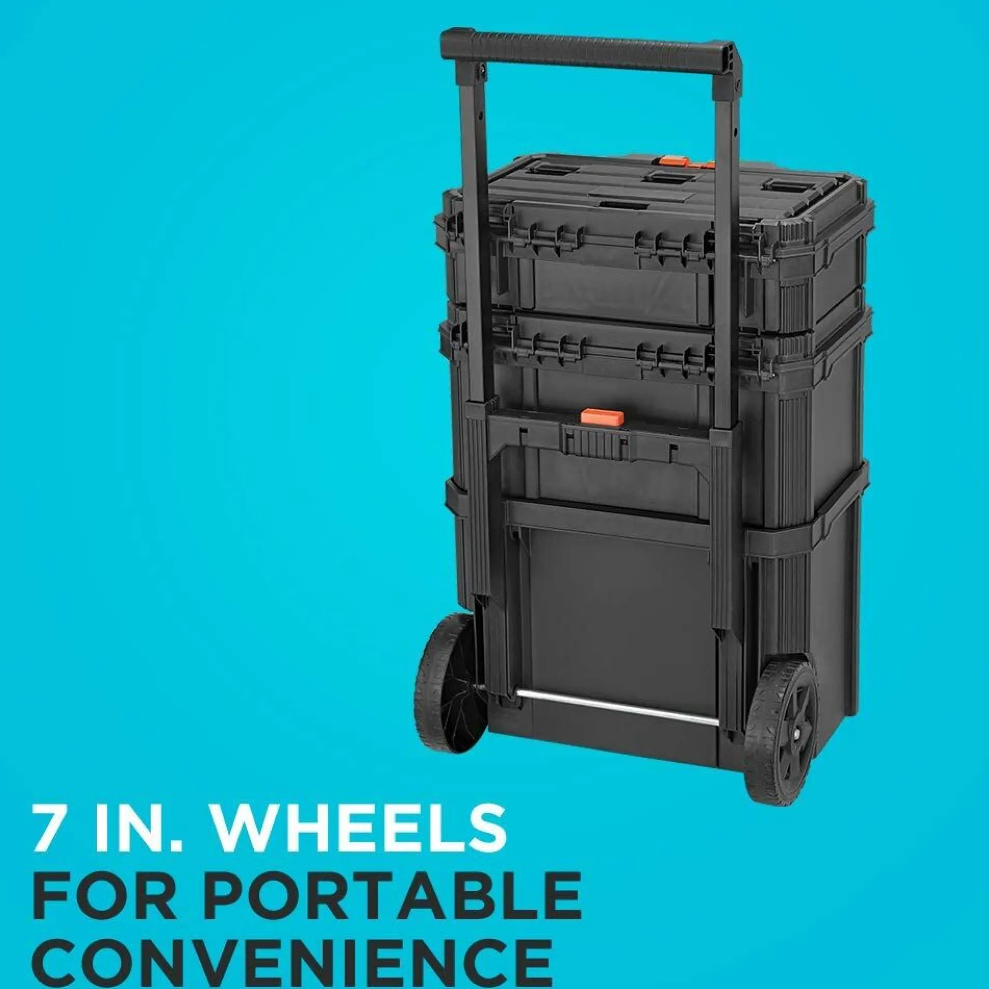 Stackable Storage System 3 Piece Set (Small, Deep Toolbox, and Rolling Tote)