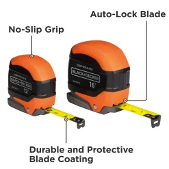 Tape Measure Bundle, Grip Release, Self Lock, 12-Foot & 16-Foot, 2-Pack