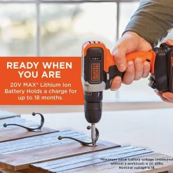 20V MAX* POWERCONNECT™ Cordless Drill with 64-Piece Home Project Kit and Tool Box, Battery and Charger Included