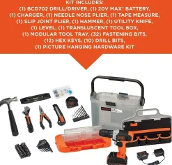 20V MAX* POWERCONNECT™ Cordless Drill with 64-Piece Home Project Kit and Tool Box, Battery and Charger Included