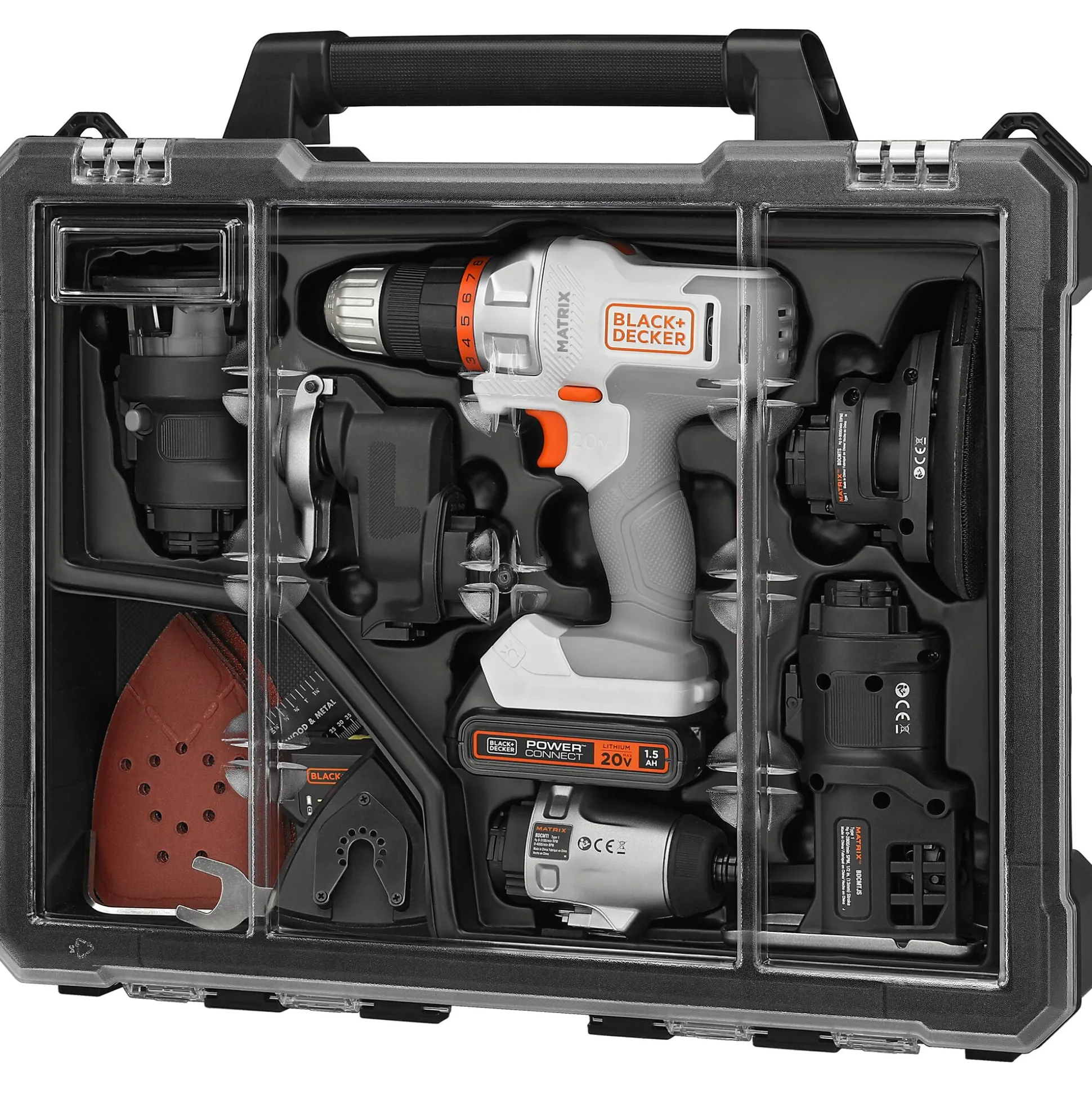 20V MAX *POWERCONNECT™ MATRIX™ Cordless Drill and 6-Piece Power Tool Combo Kit, Battery and Charger Included (White)